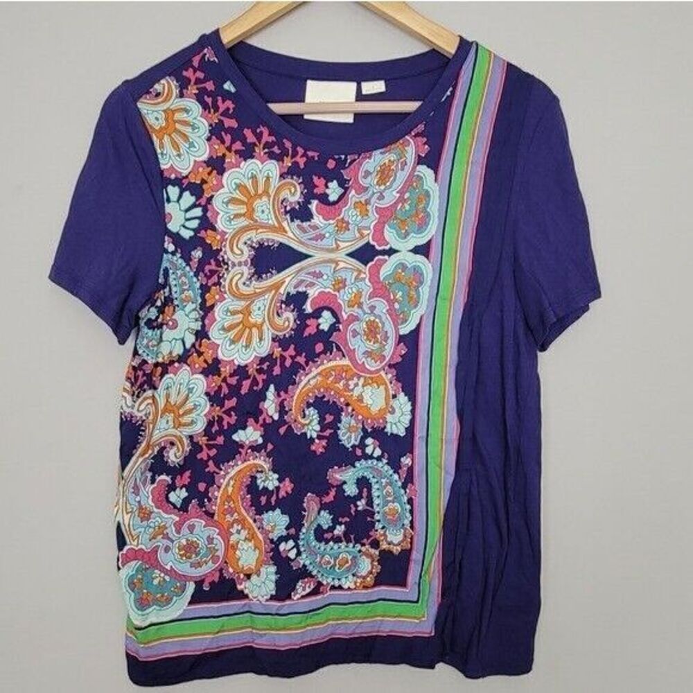 Anthropologie Maeve Purple Scarf Layered T-shirt Size 4